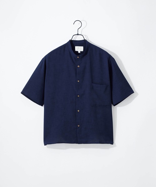 Craft Nicholson（クラフトニコルソン）の「ブライトポプリン リラックス バンドカラー 半袖シャツ（シャツ/ブラウス・メンズ・ライトグレー/ブラック/ベージュ/ネイビー/オフホワイト/パープル系その他/オレンジ系その他/スモークピンク/テラコッタ・S/M/L）」の6枚目の写真