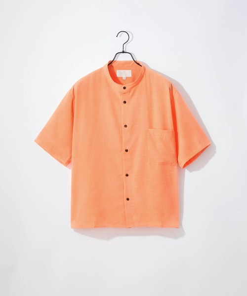 Craft Nicholson（クラフトニコルソン）の「ブライトポプリン リラックス バンドカラー 半袖シャツ（シャツ/ブラウス・メンズ・ライトグレー/ブラック/ベージュ/ネイビー/オフホワイト/パープル系その他/オレンジ系その他/スモークピンク/テラコッタ・S/M/L）」の9枚目の写真