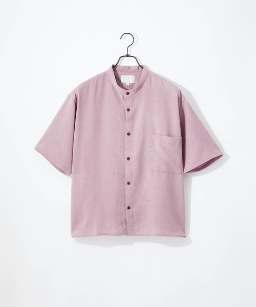 Craft Nicholson（クラフトニコルソン）の「ブライトポプリン リラックス バンドカラー 半袖シャツ（シャツ/ブラウス・メンズ・ライトグレー/ブラック/ベージュ/ネイビー/オフホワイト/パープル系その他/オレンジ系その他/スモークピンク/テラコッタ・S/M/L）」の8枚目の写真