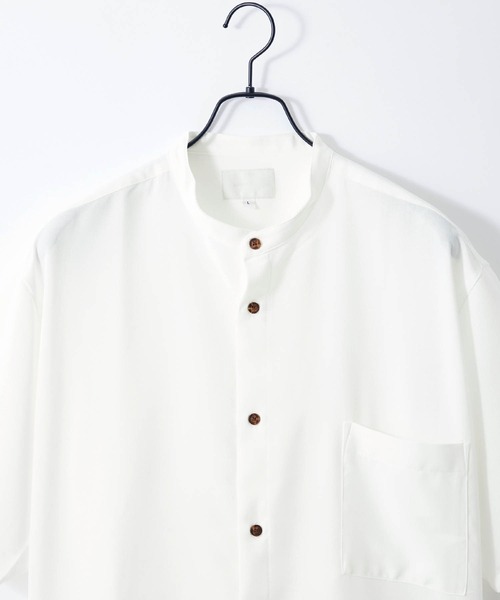 Craft Nicholson（クラフトニコルソン）の「ブライトポプリン リラックス バンドカラー 半袖シャツ（シャツ/ブラウス・メンズ・ライトグレー/ブラック/ベージュ/ネイビー/オフホワイト/パープル系その他/オレンジ系その他/スモークピンク/テラコッタ・S/M/L）」の19枚目の写真