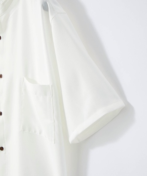 Craft Nicholson（クラフトニコルソン）の「ブライトポプリン リラックス バンドカラー 半袖シャツ（シャツ/ブラウス・メンズ・ライトグレー/ブラック/ベージュ/ネイビー/オフホワイト/パープル系その他/オレンジ系その他/スモークピンク/テラコッタ・S/M/L）」の20枚目の写真