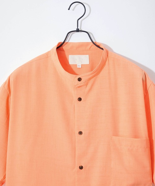 Craft Nicholson（クラフトニコルソン）の「ブライトポプリン リラックス バンドカラー 半袖シャツ（シャツ/ブラウス・メンズ・ライトグレー/ブラック/ベージュ/ネイビー/オフホワイト/パープル系その他/オレンジ系その他/スモークピンク/テラコッタ・S/M/L）」の12枚目の写真