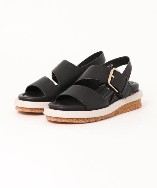 H.A.K(ハク)の「バックルフラットサンダル(サンダル・レディース・キャメル/ブラック・37/38/36)」の2枚目の写真