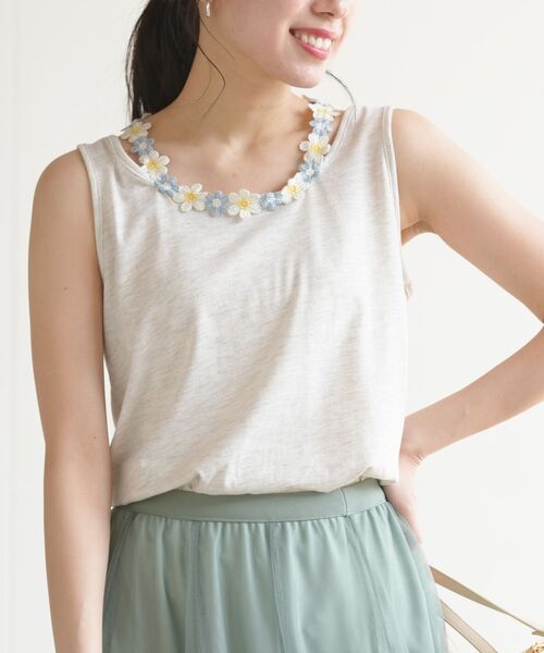 rps（アールピーエス）の「フラワーレースモチーフホルタータンクトップ（タンクトップ・レディース・ブラック/ネイビー/オフホワイト/オートミール・M）」の18枚目の写真