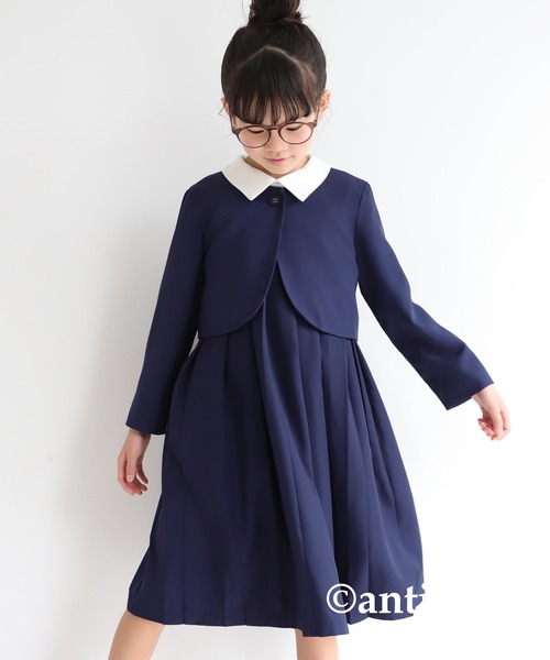 antiqua（アンティカ）の「シンプルボレロ（ノーカラージャケット・キッズ・ベージュ/ネイビー/ブラック・4/6）」の3枚目の写真