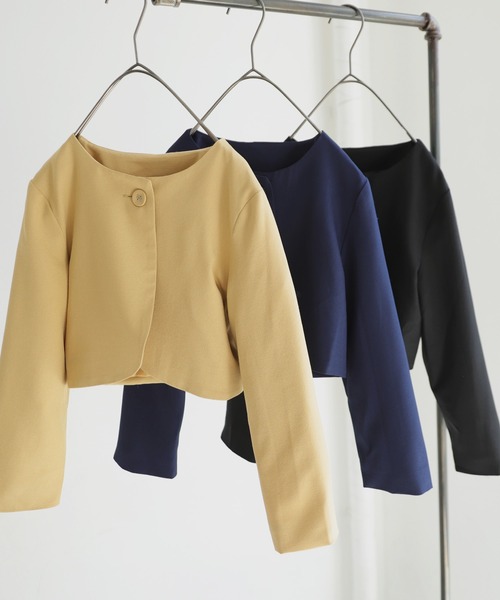 antiqua（アンティカ）の「シンプルボレロ（ノーカラージャケット・キッズ・ベージュ/ネイビー/ブラック・4/6）」の18枚目の写真