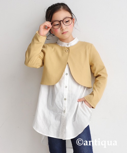 antiqua（アンティカ）の「シンプルボレロ（ノーカラージャケット・キッズ・ベージュ/ネイビー/ブラック・4/6）」の14枚目の写真