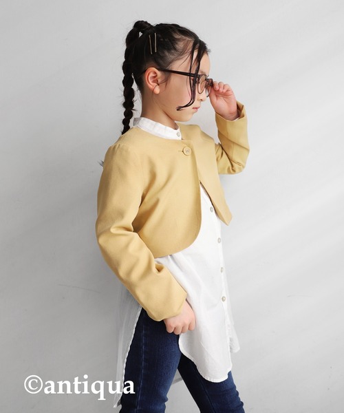 antiqua（アンティカ）の「シンプルボレロ（ノーカラージャケット・キッズ・ベージュ/ネイビー/ブラック・4/6）」の17枚目の写真