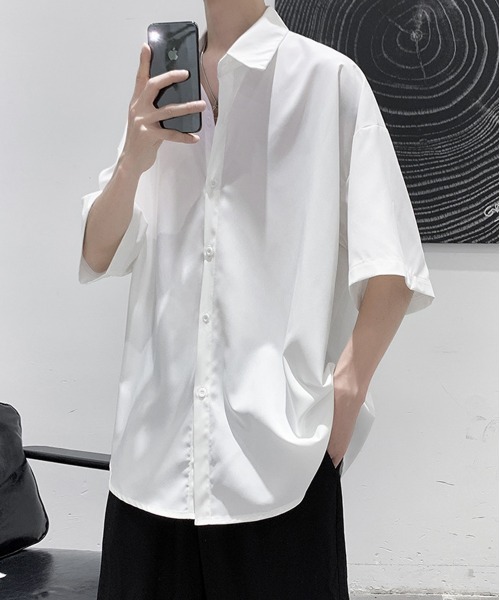 NEW GENTLEMAN（ニュージェントルマン）の「トロミ オーバーサイズ半袖シャツ（シャツ/ブラウス・メンズ・ホワイト/ブラック・M/L）」の12枚目の写真