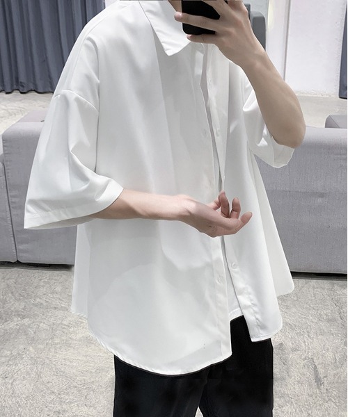 NEW GENTLEMAN（ニュージェントルマン）の「トロミ オーバーサイズ半袖シャツ（シャツ/ブラウス・メンズ・ホワイト/ブラック・M/L）」の10枚目の写真