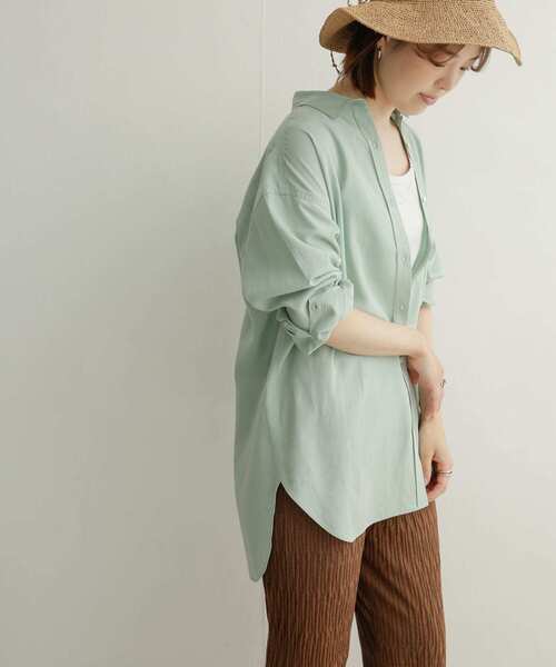 URBAN RESEARCH DOORS（アーバンリサーチドアーズ）の「リヨセルリネンオーバーシャツ（シャツ/ブラウス・レディース・ミント/ベージュ/オフホワイト・MEDIUM）」の7枚目の写真