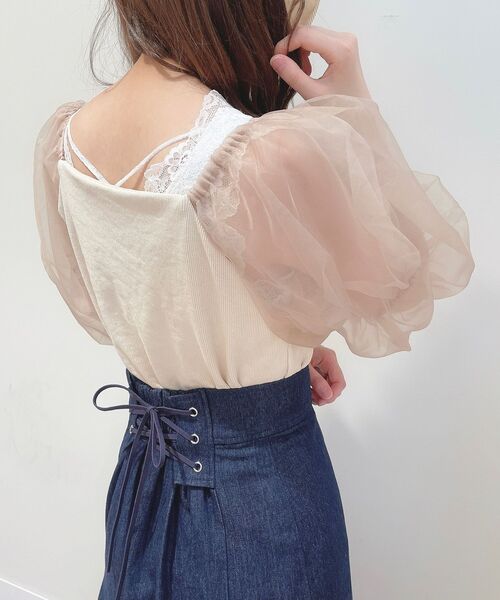 MAJESTIC LEGON（マジェスティックレゴン）の「シアースリーブトップス（Tシャツ/カットソー・レディース・ブラック/アイボリー/ピンクベージュ・MEDIUM）」の11枚目の写真