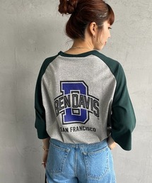 【WEB限定】[BEN DAVIS/ベンデイビス] カレッジロゴ ラグランスリーブTシャツ
