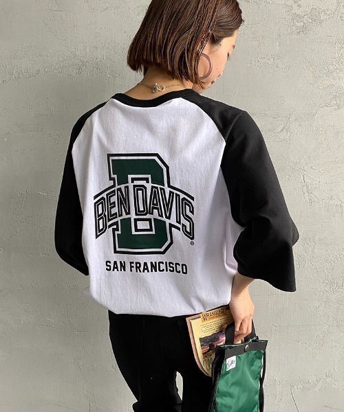 BEN DAVIS（ベンデイビス）の「【WEB限定】[BEN DAVIS/ベンデイビス] カレッジロゴ ラグランスリーブTシャツ（Tシャツ/カットソー・レディース・ホワイト/グレー・M/L/XL）」の17枚目の写真