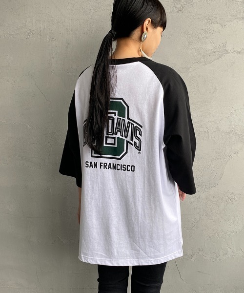 BEN DAVIS（ベンデイビス）の「【WEB限定】[BEN DAVIS/ベンデイビス] カレッジロゴ ラグランスリーブTシャツ（Tシャツ/カットソー・レディース・ホワイト/グレー・M/L/XL）」の5枚目の写真