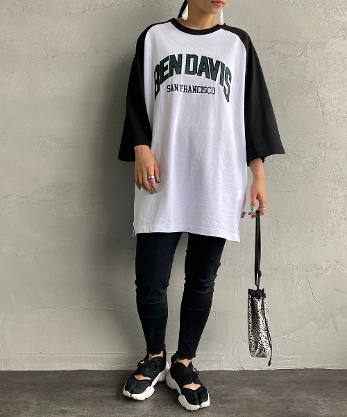 BEN DAVIS（ベンデイビス）の「【WEB限定】[BEN DAVIS/ベンデイビス] カレッジロゴ ラグランスリーブTシャツ（Tシャツ/カットソー・レディース・ホワイト/グレー・M/L/XL）」の10枚目の写真