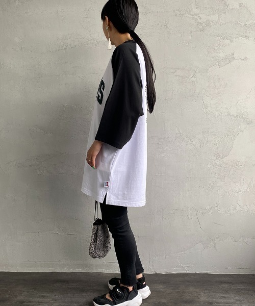 BEN DAVIS（ベンデイビス）の「【WEB限定】[BEN DAVIS/ベンデイビス] カレッジロゴ ラグランスリーブTシャツ（Tシャツ/カットソー・レディース・ホワイト/グレー・M/L/XL）」の11枚目の写真