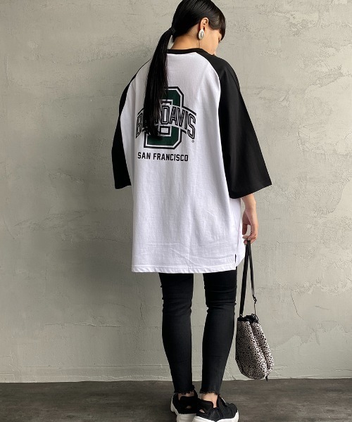 BEN DAVIS（ベンデイビス）の「【WEB限定】[BEN DAVIS/ベンデイビス] カレッジロゴ ラグランスリーブTシャツ（Tシャツ/カットソー・レディース・ホワイト/グレー・M/L/XL）」の12枚目の写真