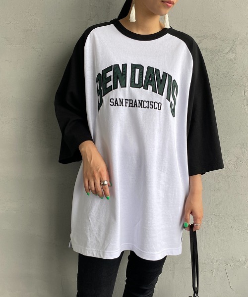 BEN DAVIS（ベンデイビス）の「【WEB限定】[BEN DAVIS/ベンデイビス] カレッジロゴ ラグランスリーブTシャツ（Tシャツ/カットソー・レディース・ホワイト/グレー・M/L/XL）」の6枚目の写真