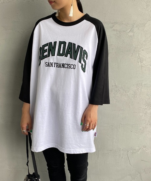 BEN DAVIS（ベンデイビス）の「【WEB限定】[BEN DAVIS/ベンデイビス] カレッジロゴ ラグランスリーブTシャツ（Tシャツ/カットソー・レディース・ホワイト/グレー・M/L/XL）」の7枚目の写真