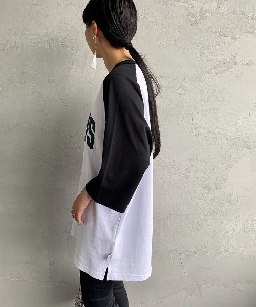 BEN DAVIS（ベンデイビス）の「【WEB限定】[BEN DAVIS/ベンデイビス] カレッジロゴ ラグランスリーブTシャツ（Tシャツ/カットソー・レディース・ホワイト/グレー・M/L/XL）」の8枚目の写真