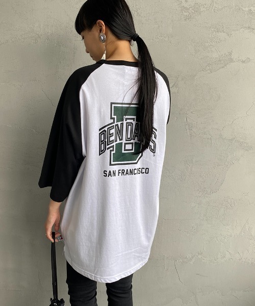 BEN DAVIS（ベンデイビス）の「【WEB限定】[BEN DAVIS/ベンデイビス] カレッジロゴ ラグランスリーブTシャツ（Tシャツ/カットソー・レディース・ホワイト/グレー・M/L/XL）」の9枚目の写真