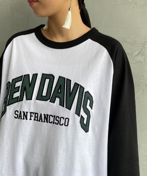 BEN DAVIS（ベンデイビス）の「【WEB限定】[BEN DAVIS/ベンデイビス] カレッジロゴ ラグランスリーブTシャツ（Tシャツ/カットソー・レディース・ホワイト/グレー・M/L/XL）」の13枚目の写真