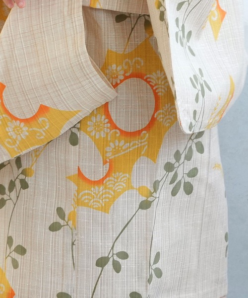 utatane（ウタタネ）の「キッズ浴衣3点セット 女の子 utatane×注染工房 kids 日本製注染（浴衣・キッズ・ベージュ・100cm/120cm/110cm/130cm）」の7枚目の写真