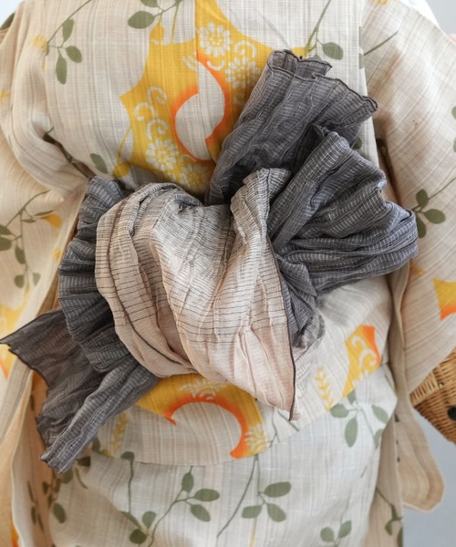 utatane（ウタタネ）の「キッズ浴衣3点セット 女の子 utatane×注染工房 kids 日本製注染（浴衣・キッズ・ベージュ・100cm/120cm/110cm/130cm）」の8枚目の写真