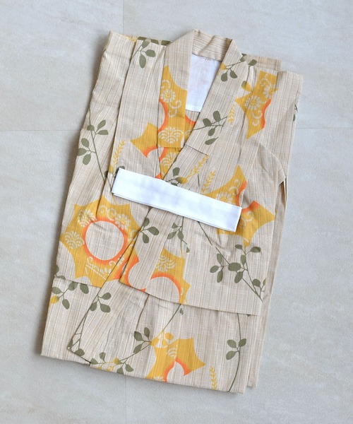 utatane（ウタタネ）の「キッズ浴衣3点セット 女の子 utatane×注染工房 kids 日本製注染（浴衣・キッズ・ベージュ・100cm/120cm/110cm/130cm）」の9枚目の写真