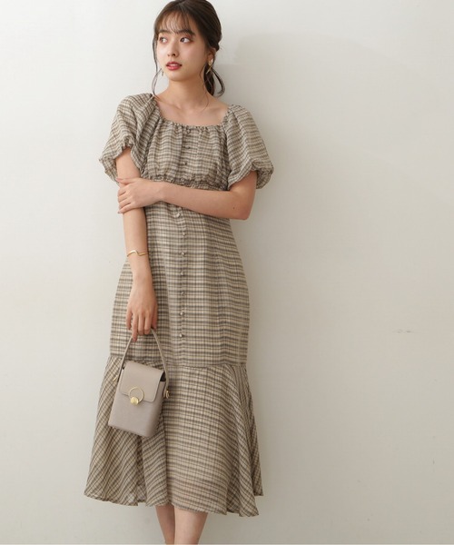 PROPORTION BODY DRESSING(プロポーションボディドレッシング)の「<E>シアーチェックマーメイドワンピース / 1212247700(ワンピース・レディース・ベージュ/ボルドー・SMALL/MEDIUM)」の6枚目の写真