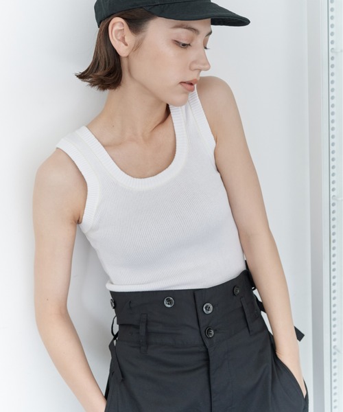 THEATRE PRODUCTS(シアタープロダクツ)の「ニットタンクトップ(タンクトップ・レディース・ブルー/ブラック/ホワイト・FREE)」の2枚目の写真