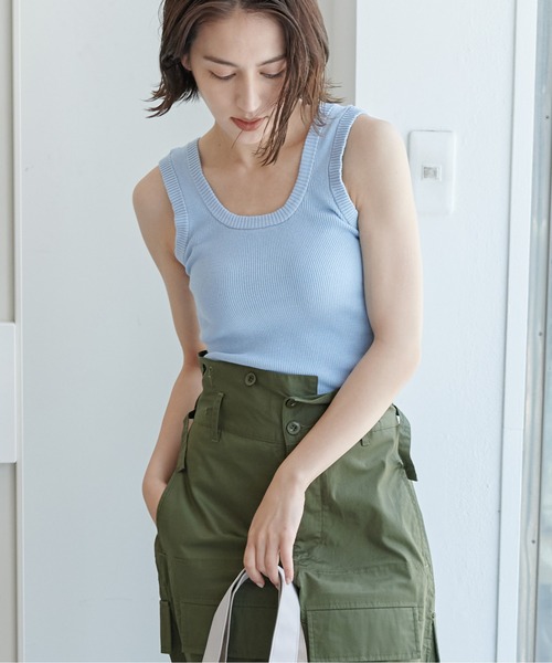 THEATRE PRODUCTS(シアタープロダクツ)の「ニットタンクトップ(タンクトップ・レディース・ブルー/ブラック/ホワイト・FREE)」の1枚目の写真