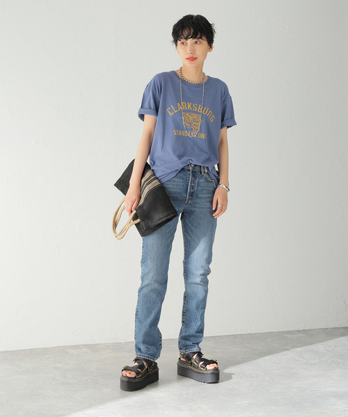 JOURNAL STANDARD（ジャーナルスタンダード）の「エンブロイダリーロゴTシャツ（Tシャツ/カットソー・レディース・ホワイト/ネイビー・FREE）」の7枚目の写真