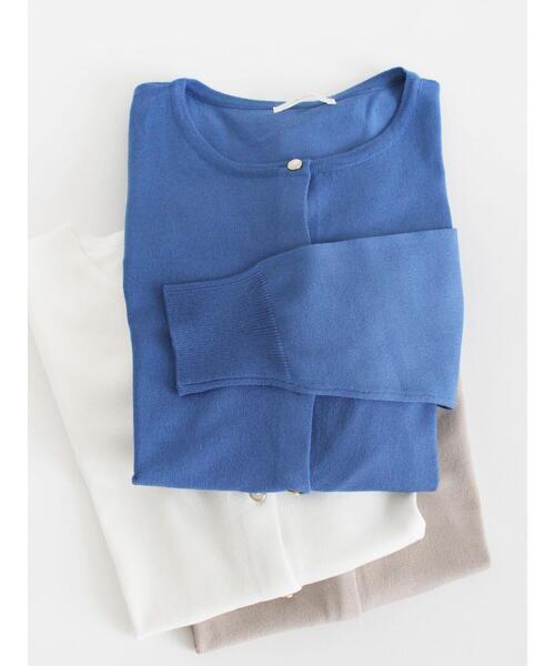 Te chichi（テチチ）の「【UVカット】クルーネックカーディガン（カーディガン/ボレロ・レディース・ブラック/ベージュ/オフホワイト/グリーン/ピンク/ブルー・ﾌﾘ-）」の5枚目の写真