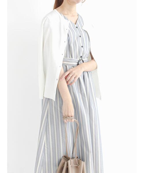 Te chichi（テチチ）の「【UVカット】クルーネックカーディガン（カーディガン/ボレロ・レディース・ブラック/ベージュ/オフホワイト/グリーン/ピンク/ブルー・ﾌﾘ-）」の7枚目の写真