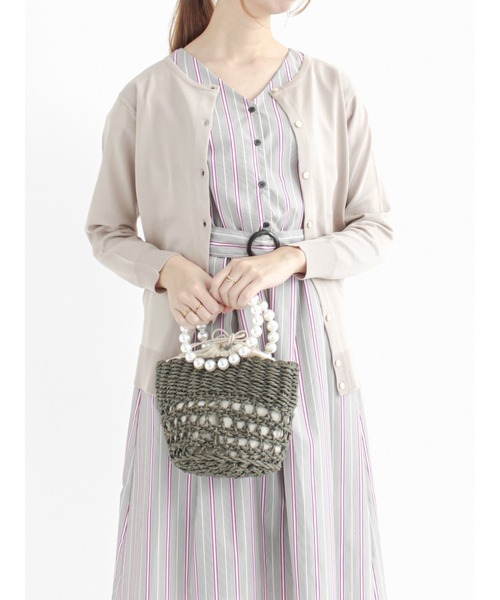 Te chichi（テチチ）の「【UVカット】クルーネックカーディガン（カーディガン/ボレロ・レディース・ブラック/ベージュ/オフホワイト/グリーン/ピンク/ブルー・ﾌﾘ-）」の4枚目の写真