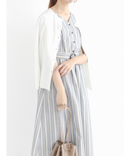 Te chichi（テチチ）の「【UVカット】クルーネックカーディガン（カーディガン/ボレロ・レディース・ブラック/ベージュ/オフホワイト/グリーン/ピンク/ブルー・ﾌﾘ-）」の2枚目の写真