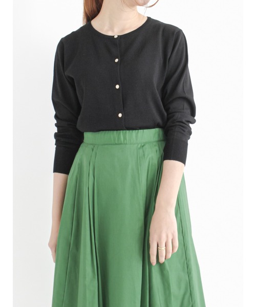 Te chichi（テチチ）の「【UVカット】クルーネックカーディガン（カーディガン/ボレロ・レディース・ブラック/ベージュ/オフホワイト/グリーン/ピンク/ブルー・ﾌﾘ-）」の3枚目の写真