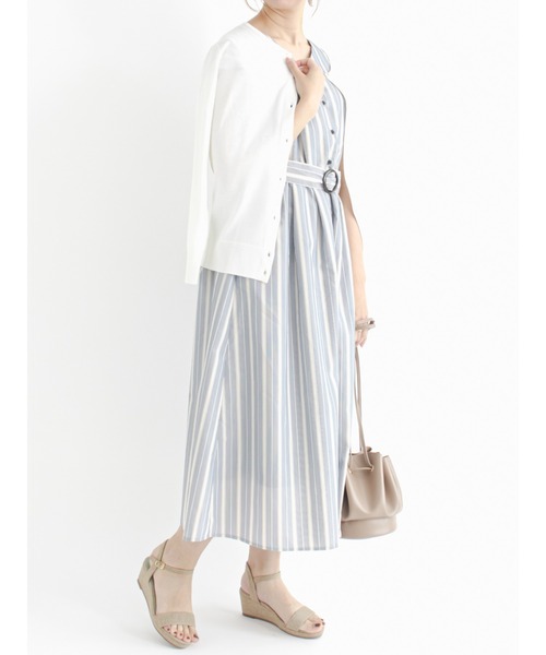 Te chichi（テチチ）の「【UVカット】クルーネックカーディガン（カーディガン/ボレロ・レディース・ブラック/ベージュ/オフホワイト/グリーン/ピンク/ブルー・ﾌﾘ-）」の8枚目の写真