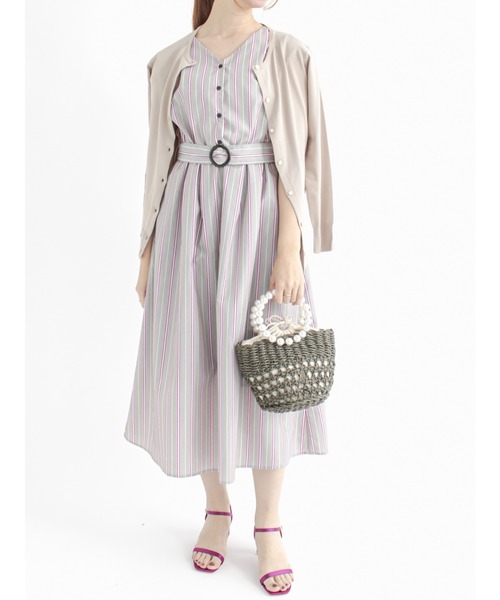 Te chichi（テチチ）の「【UVカット】クルーネックカーディガン（カーディガン/ボレロ・レディース・ブラック/ベージュ/オフホワイト/グリーン/ピンク/ブルー・ﾌﾘ-）」の11枚目の写真