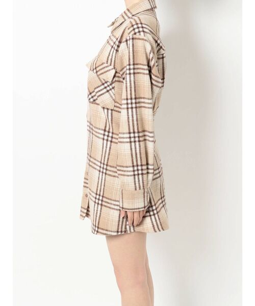 RESEXXY（リゼクシー）の「ラージチェックシャツワンピース（ワンピース・レディース・ベージュ/ブラウン/グリーン・FREE）」の12枚目の写真