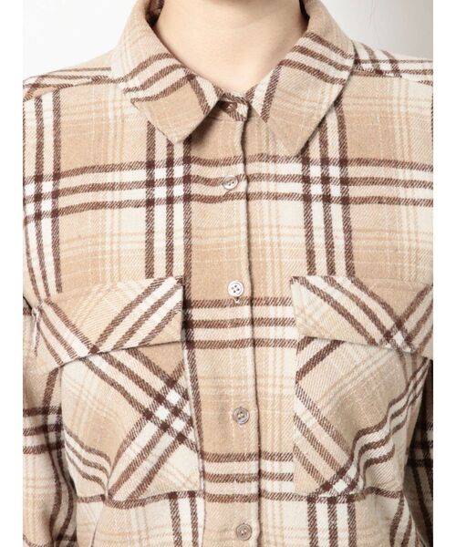 RESEXXY（リゼクシー）の「ラージチェックシャツワンピース（ワンピース・レディース・ベージュ/ブラウン/グリーン・FREE）」の22枚目の写真