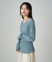 Omekashi | 【earthy_】オーガニックコットンリブレイヤードロンT(Tシャツ/カットソー)