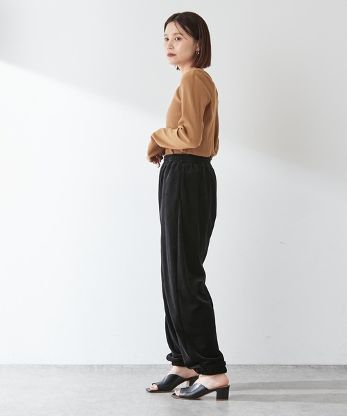 Omekashi（オメカシ）の「【earthy_】オーガニックコットンリブレイヤードロンT（Tシャツ/カットソー・レディース・ブラック/ブルー/アイボリー/キャメル・FREE）」の17枚目の写真