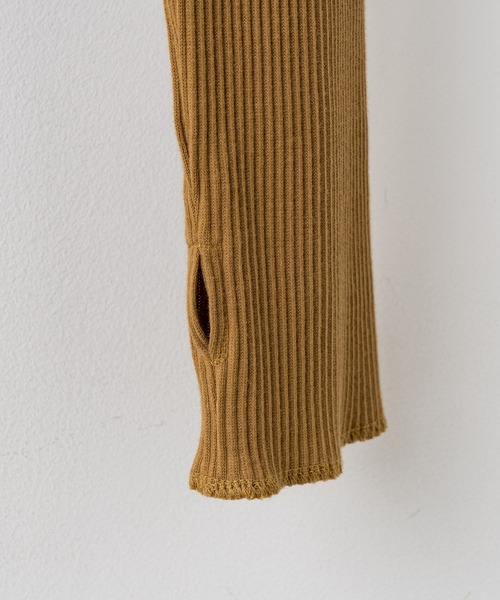 Omekashi（オメカシ）の「【earthy_】オーガニックコットンリブレイヤードロンT（Tシャツ/カットソー・レディース・ブラック/ブルー/アイボリー/キャメル・FREE）」の10枚目の写真