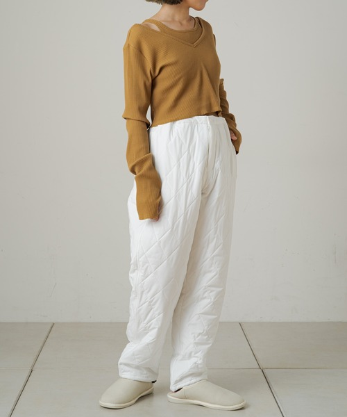 Omekashi（オメカシ）の「【earthy_】オーガニックコットンリブレイヤードロンT（Tシャツ/カットソー・レディース・ブラック/ブルー/アイボリー/キャメル・FREE）」の18枚目の写真