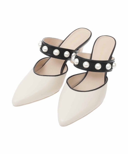 31 Sons de mode(トランテアン ソン ドゥ モード)の「パールミュールサンダル(サンダル・レディース・ブラック/クリーム/ピンク・L/S/M)」の6枚目の写真