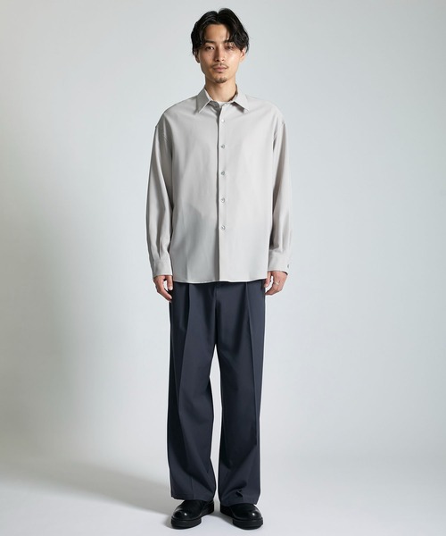 city（シティ）の「ADAPT LONG SLEEVE SHIRTS/アダプトウールオーバーサイズシャツ（シャツ/ブラウス・メンズ・ダークグレー/ライトグレー/ブラック・1/2/3）」の7枚目の写真