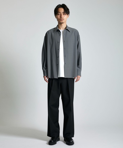 city（シティ）の「ADAPT LONG SLEEVE SHIRTS/アダプトウールオーバーサイズシャツ（シャツ/ブラウス・メンズ・ダークグレー/ライトグレー/ブラック・1/2/3）」の21枚目の写真
